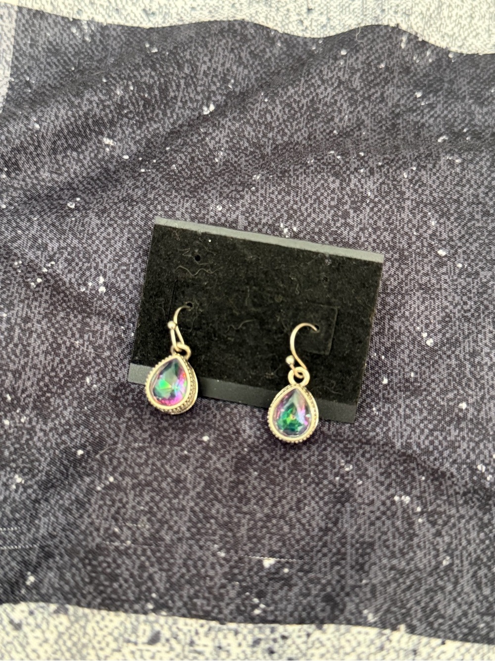Mystic Teardrop Dangle Earrings - Iridescent Purple/Green -